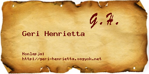 Geri Henrietta névjegykártya